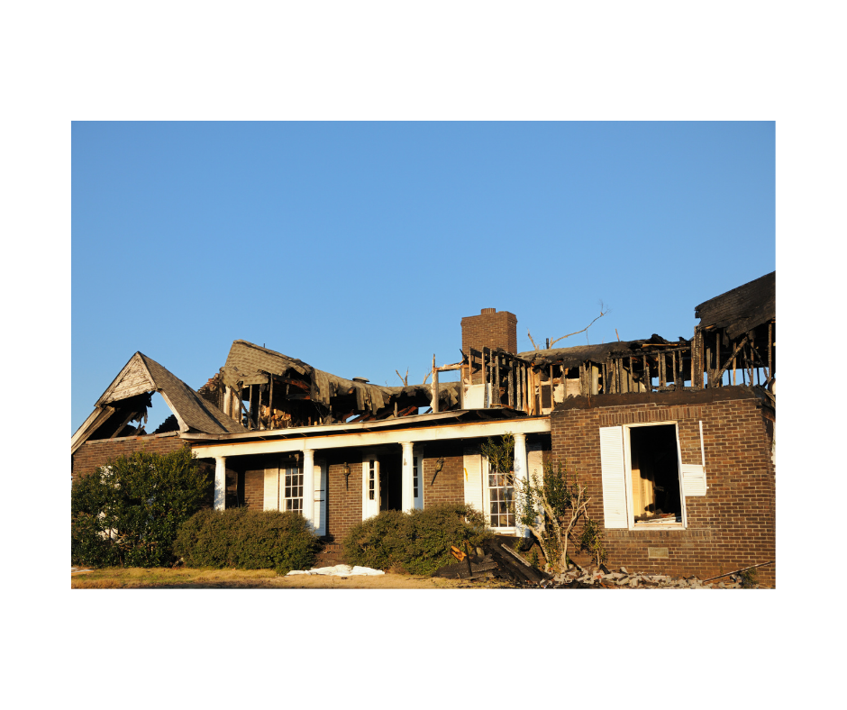 Fire damage restoration crew at work
